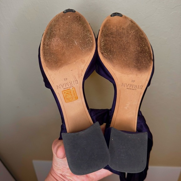 ALEXANDRE BIRMAN Alessa 60 Suede Ankle Wrap Block Sandals Navy Petrol with Gold - Picture 13 of 16